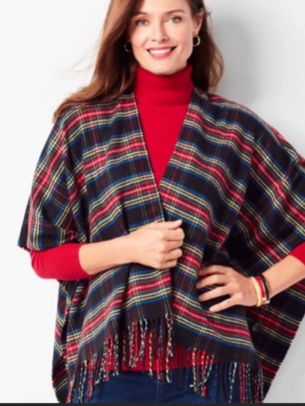 NWOT Talbots Tartan Plaid Ruana - Picture 2 of 7